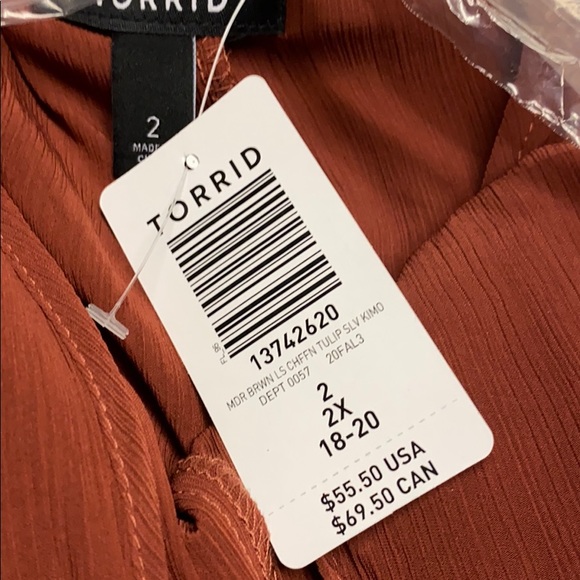 LAST 1- NEW torrid crinkle chiffon ruffle hi/lo kimono - Picture 6 of 10